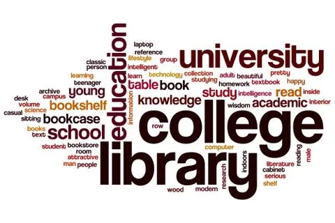 College library word cloud Ilustración de archivo