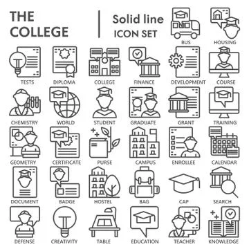 College line icon set, Education and school symbols collection or sketches Stock Illustration