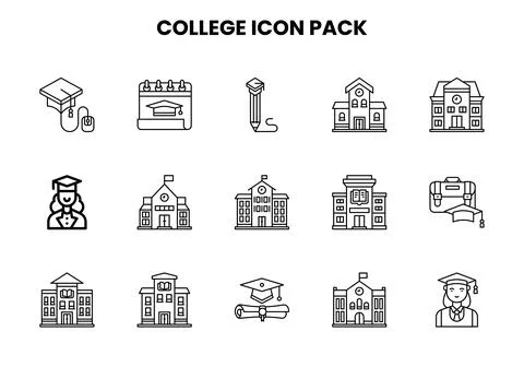 College Line Scalable Icons Pack Stock Illustration