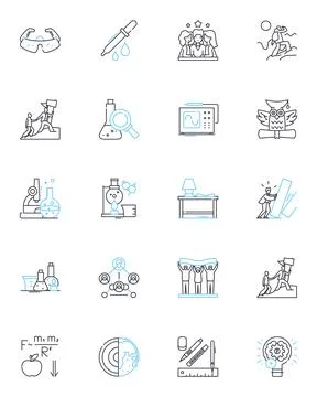 College linear icons set. Learning, Pursuit, Scholarship, Knowledge, Growth Illustrazione stock