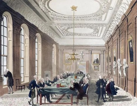 The College of Physicians.  Circa 1808.  After a work by August Pugin and Thomas Stock Illustration