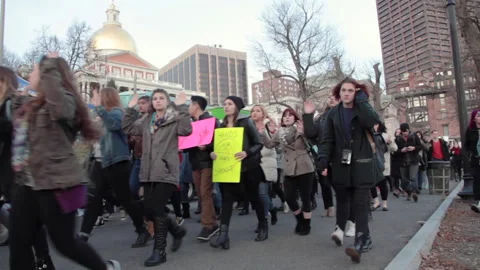 College Protesters March Through Boston Common During a Black Lives Matter Event 스톡 동영상 138528758