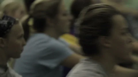College rowing team practices on machines Stock-Footage 49491493