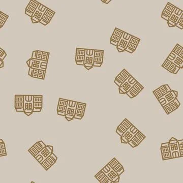 College school building line vector seamless pattern Stock Illustration