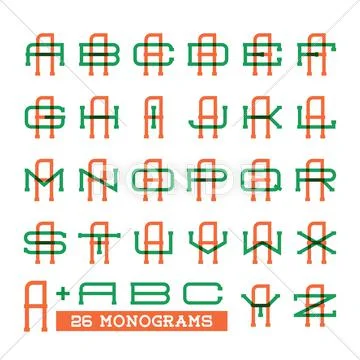 College sport team logo set. Two overprint letters monogram template. Personal Stock Illustration