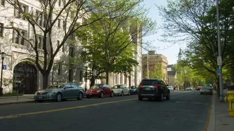College Street in New Haven, CT Yale University Stock Footage