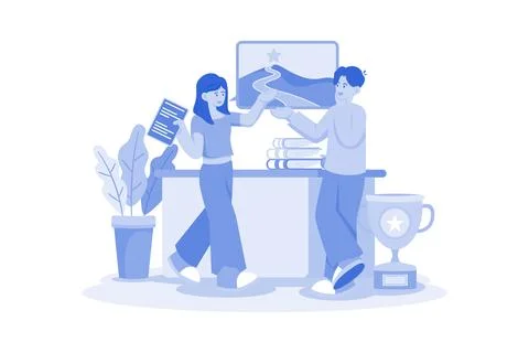 College student attends study group Stock Illustration