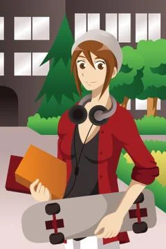 College student on campus Stock Illustration