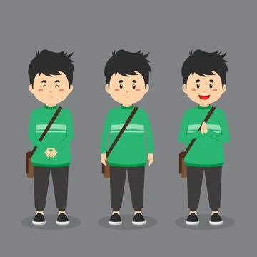 College Student Character with Expression Stock Illustration