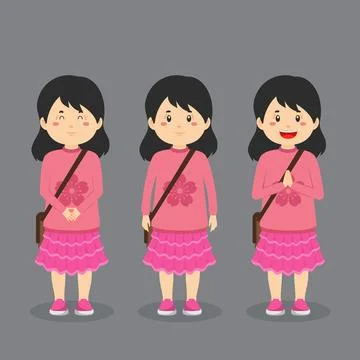 College Student Character with Expression Stock Illustration
