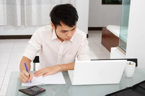 College student doing homework Stock Photos