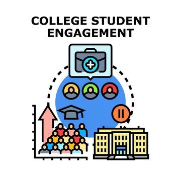 College student engagement learning and development concept Stock Illustration