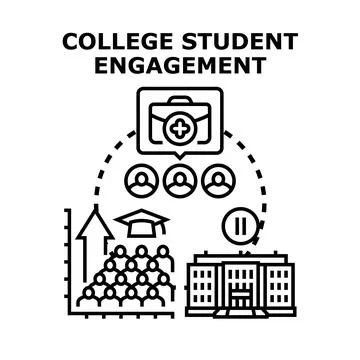 College student engagement learning and development concept Stock Illustration