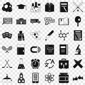 College student icons set, simple style Stock Illustration