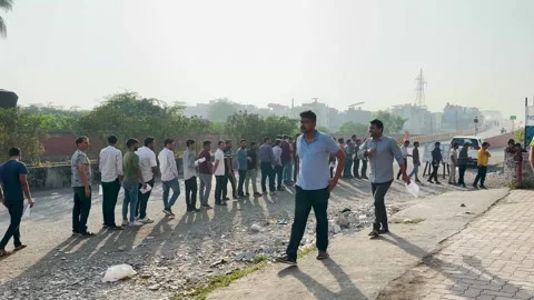 College Student Queue at Exam Center. 4K Stock Footage 254473836