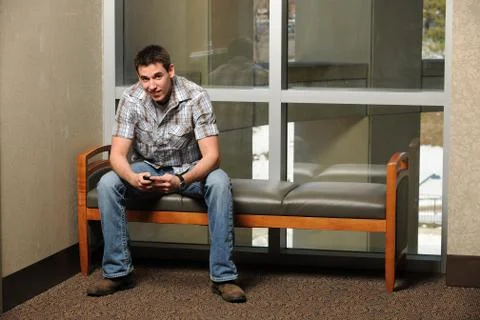 College Student Using Cellphone Stock Photos