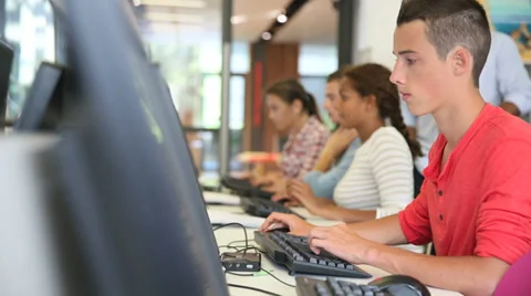 College student working on desktop computer Stock Footage 37628274