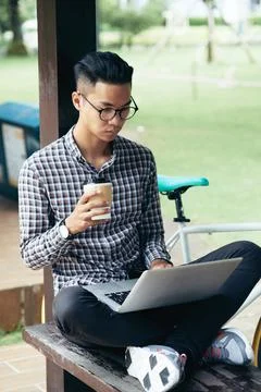 College Student Working on Programming Code Stockfoto's