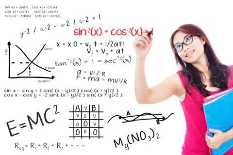 College student write math formula 스톡 일러스트