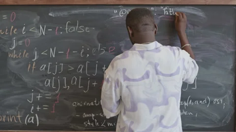 College Student Writing Source Code on Blackboard Stock Footage 257064077