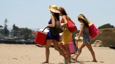 College Students on Beach Stock Footage 734666
