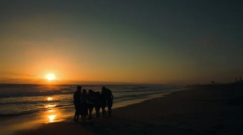 College Students on the Beach at Sunset Stock Footage 40472943