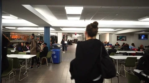 College students in campus cafeteria Stockbeeldmateriaal 85040100