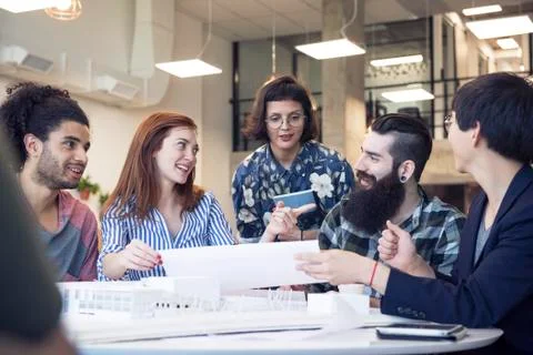 College students collaborating on project Stock Photos