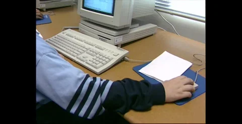 College students learning computers australia 1997 Video stock 318292935