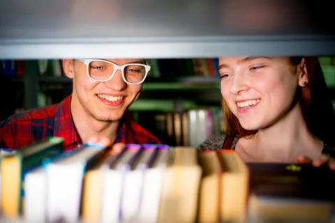 College students in library Stock Photos