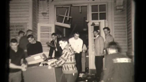 College Students Rescue Table After Fire Destroys Campus Building Stock Footage 130170310