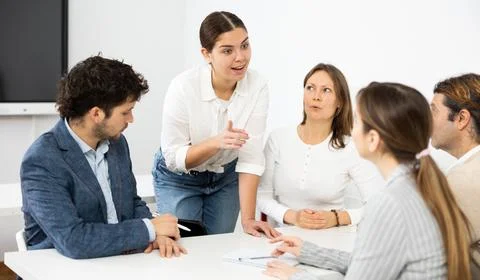 College students in study group preparing for test together Stock Photos
