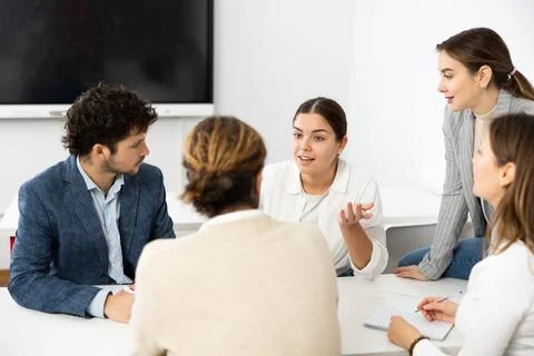 College students in study group preparing for test together Stock Photos