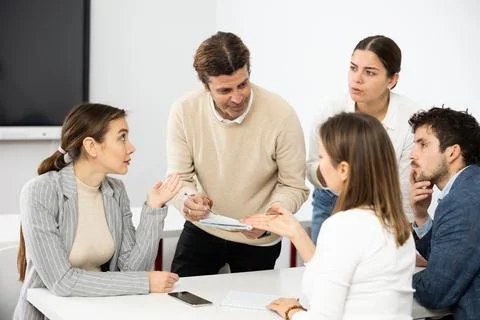College students in study group preparing for test together Stock Photos