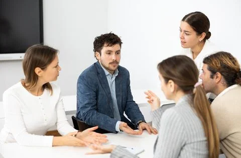 College students in study group preparing for test together Stock Photos