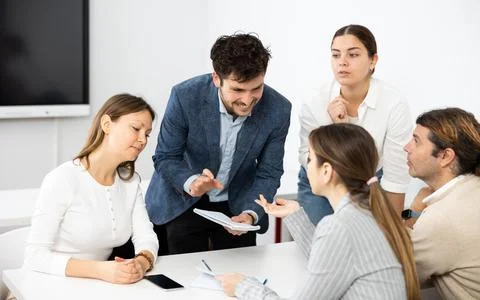 College students in study group preparing for test together Stock Photos