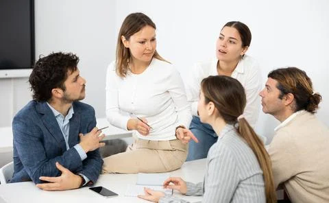 College students in study group preparing for test together Stock Photos