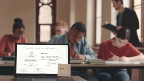 College Students Studying Algorithms at Class Video stock 236114709