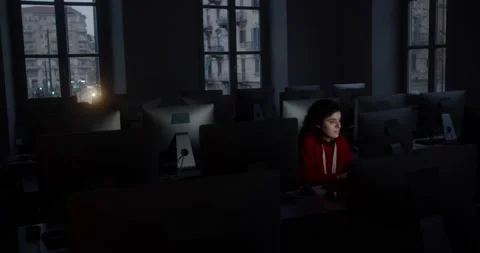 College students studying with a computer in the classroom, online education in Stock Footage 147981724