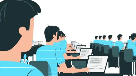 College Students Typing on Computers in Office. Stock Footage 231665296