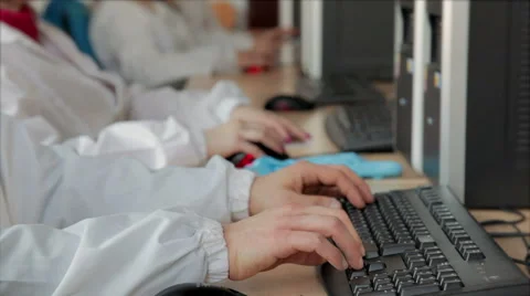 College students Typing on keyboards Stock Footage 46028391
