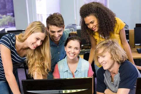 College students using computer 스톡 사진