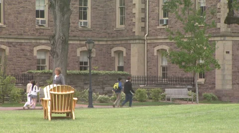 College Students Walking on Campus 3 Stock Footage 26114342