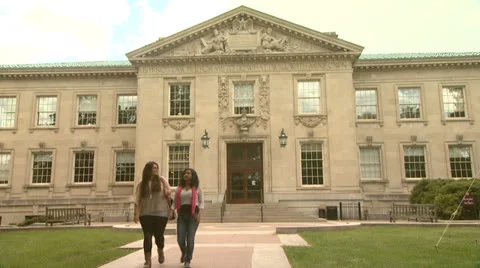 College Students Walking on Campus Stock Footage 26114322