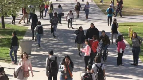 College students walking to class Stock Footage