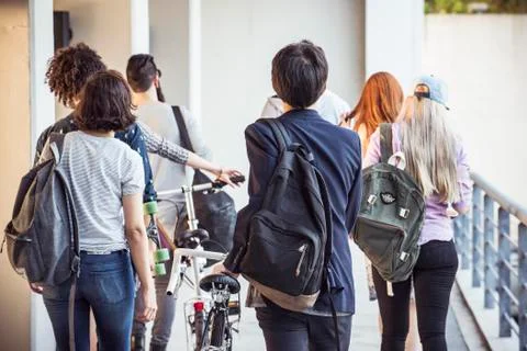 College students walking to class Stock Photos