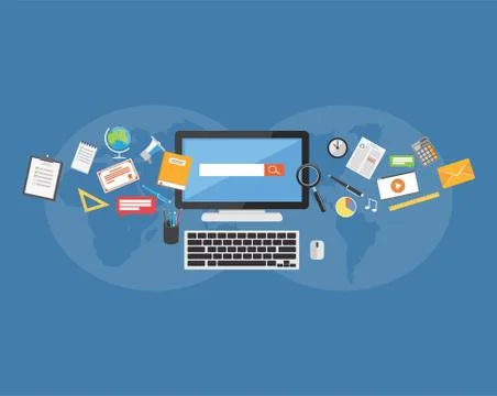 College supplies. E-learning. Stock Illustration