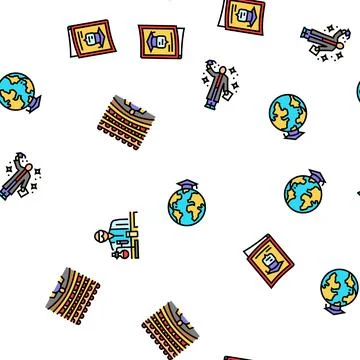 College teacher student class seamless pattern vector Stock Illustration