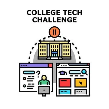 College tech challenge solving online task concept Stock Illustration