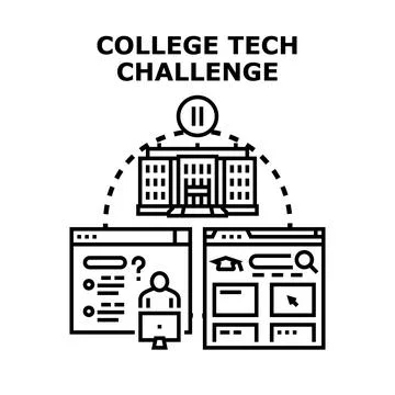 College tech challenge solving online task concept Stock Illustration